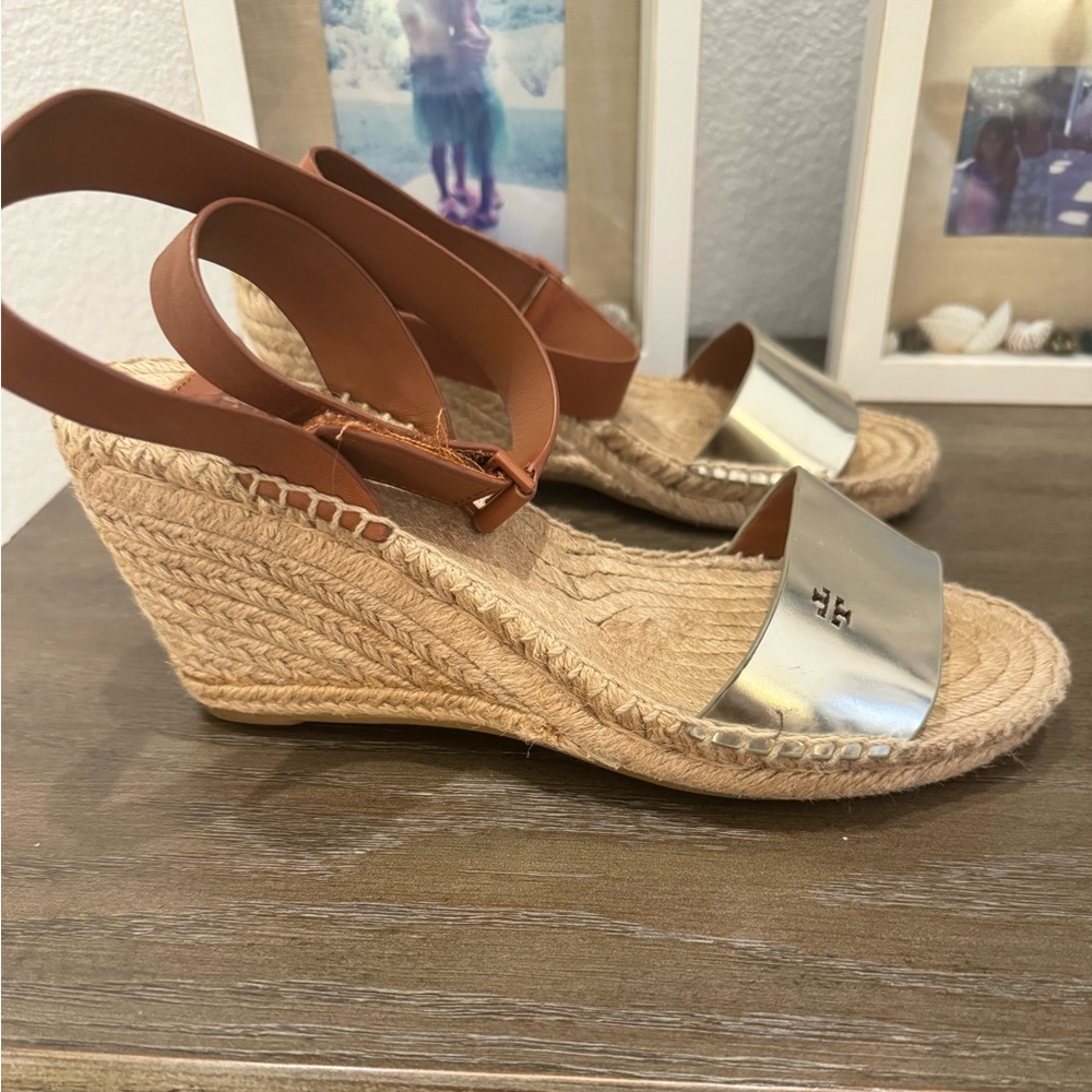 Tory Burch wedge sandals gold